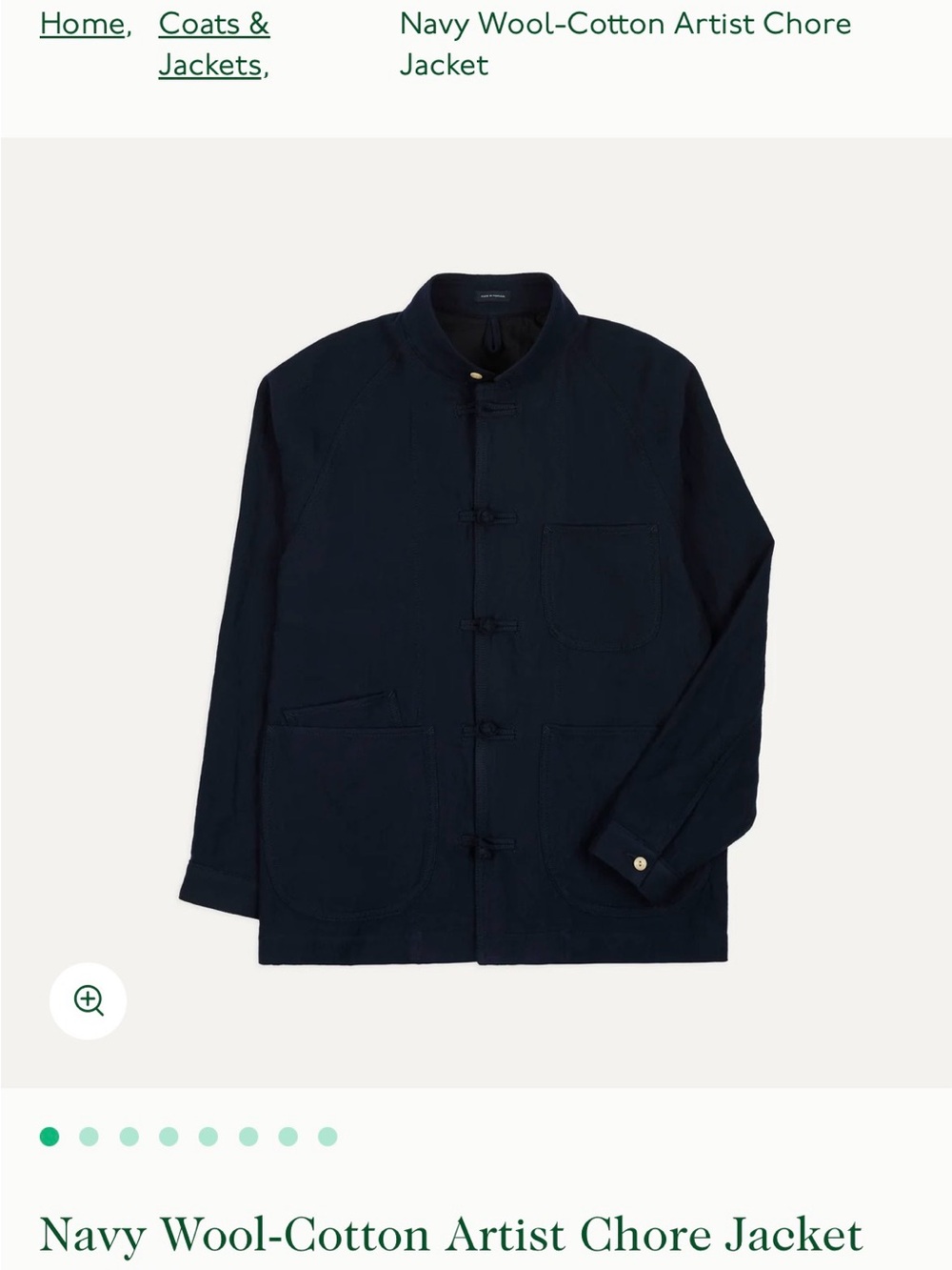 Navy Wool-Cotton Artist Chore Jacket